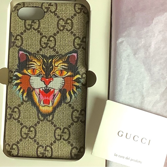 Gucci - GG Supreme - The Angry Cat - Case for iPhone SE (current), SE 2020, 7, 8 - Picture 5 of 6